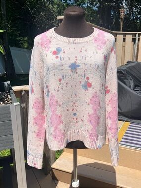 Lisa Todd Cotton Blend Splatter Paint Crewneck Sweater Size M Colorful Artsy
